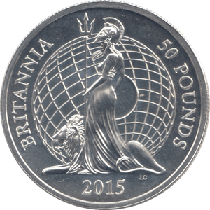 2015 SILVER £50 BRITANNIA ( BU ) - SILVER WORLD COINS - Cambridgeshire Coins