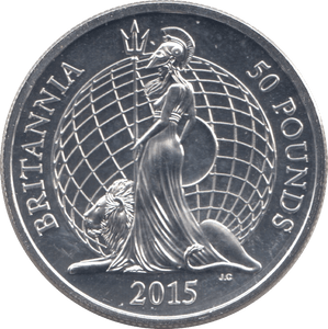 2015 SILVER £50 BRITANNIA ( BU ) - SILVER WORLD COINS - Cambridgeshire Coins