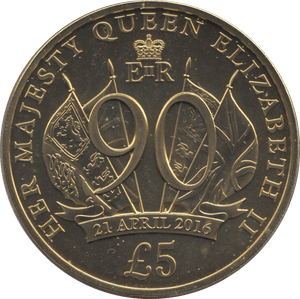 2016 BU JERSEY QUEEN ELIZABETH 90TH BIRTHDAY COIN FIVE POUNDS - WORLD COINS - Cambridgeshire Coins