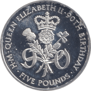 2016 SILVER FIVE POUNDS QUEEN ELIZABETH II 90TH BIRTHDAY - SILVER WORLD COINS - Cambridgeshire Coins