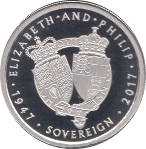 2017 PLATINUM PROOF ALDERNEY ELIZABETH AND PHILIP ANNIVERSARY SOVEREIGN - Platinum Coins - Cambridgeshire Coins