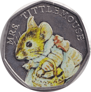 2018 FIFTY PENCE MRS TITTLEMOUSE COLOURED 50P BEATRIX POTTER COIN - BEATRIX POTTER - Cambridgeshire Coins