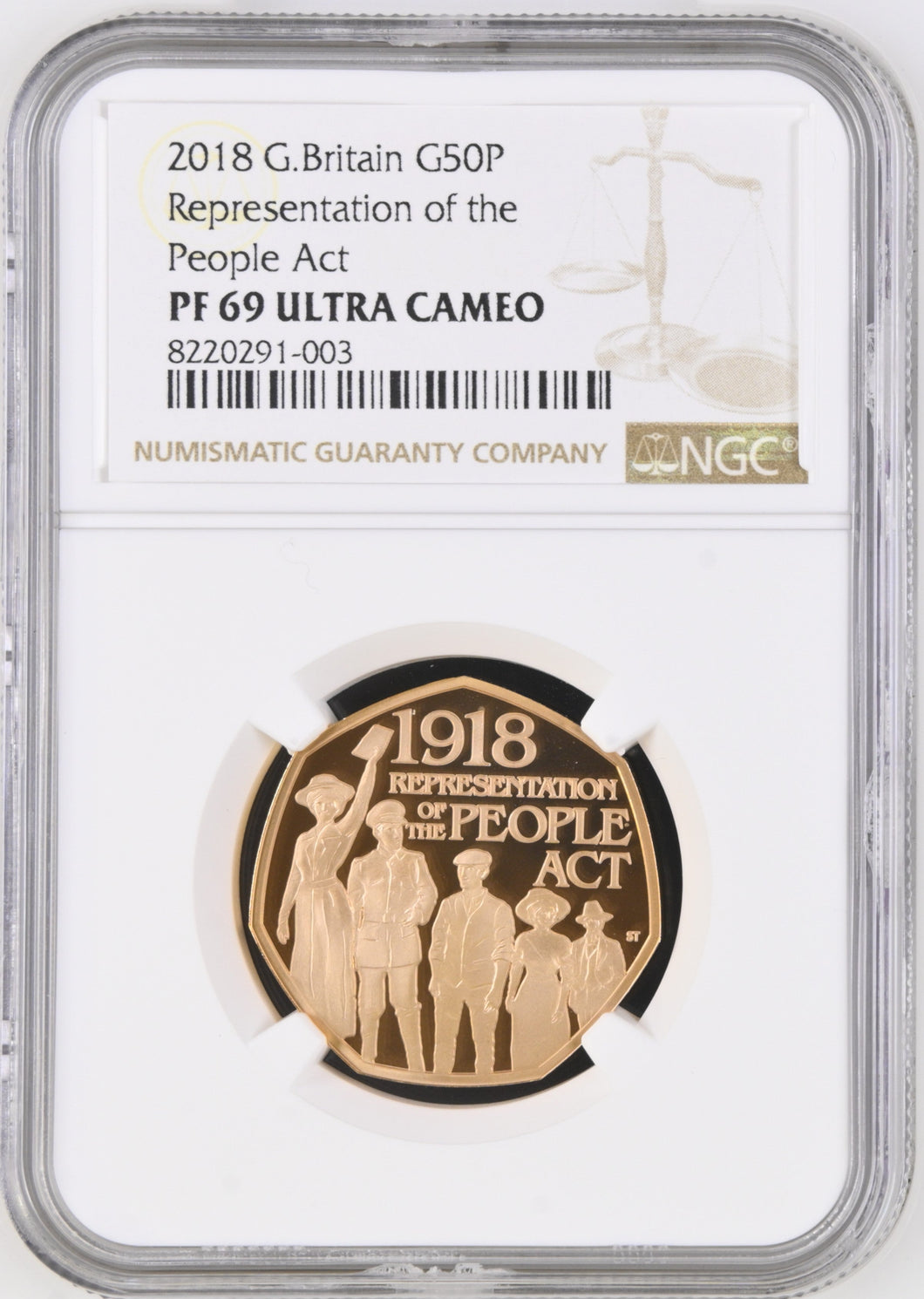 2018 GOLD PROOF 50P REPRESENTATION OF THE PEOPLE ACT ( NGC ) PF 69 ULTRA CAMEO (Copy) - NGC GOLD COINS - Cambridgeshire Coins