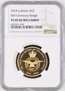 2018 GOLD PROOF TWO POUNDS RAF CENTENARY BADGE (NGC) PF69 ULTRA CAMEO - NGC GOLD COINS - Cambridgeshire Coins