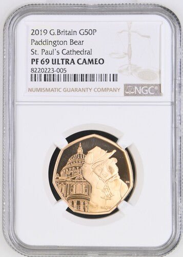 2019 GOLD 50P PADDINGTON BEAR ST. PAUL'S CATHEDRAL PF 70 ULTRA CAMEO - NGC GOLD COINS - Cambridgeshire Coins