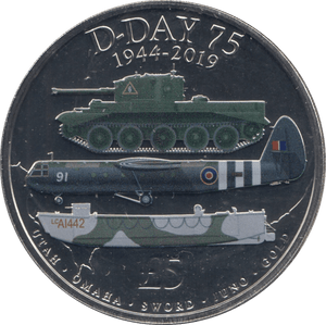 2019 GUERNSEY 75TH ANNIVERSARY D DAY FIVE POUND COIN (BU) - WORLD COINS - Cambridgeshire Coins