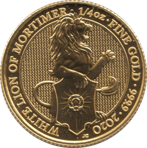 2020 GOLD 1/4 OUNCE WHITE LION OF MORTIMER QUEENS BEASTS - GOLD BRITANNIAS - Cambridgeshire Coins