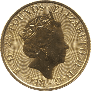 2020 GOLD £25 1/4 OUNCE BRITANNIA BRILLIANT UNCIRCULATED WHITE LION OF MORTIMER - GOLD BRITANNIAS - Cambridgeshire Coins