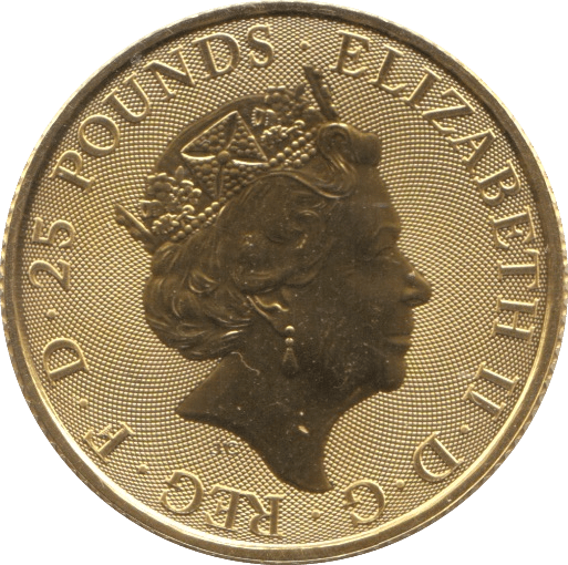 2020 GOLD £25 1/4 OUNCE BRITANNIA BRILLIANT UNCIRCULATED WHITE LION OF MORTIMER - GOLD BRITANNIAS - Cambridgeshire Coins