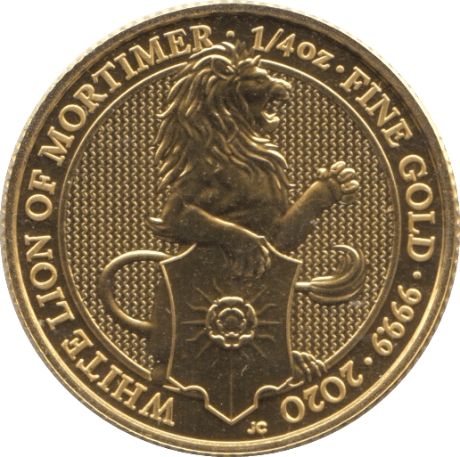 2020 GOLD £25 1/4 OUNCE BRITANNIA BRILLIANT UNCIRCULATED WHITE LION OF MORTIMER - GOLD BRITANNIAS - Cambridgeshire Coins