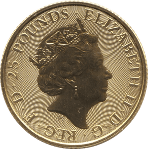 2020 GOLD £25 1/4 OUNCE BRITANNIA BRILLIANT UNCIRCULATED WHITE LION OF MORTIMER - GOLD BRITANNIAS - Cambridgeshire Coins