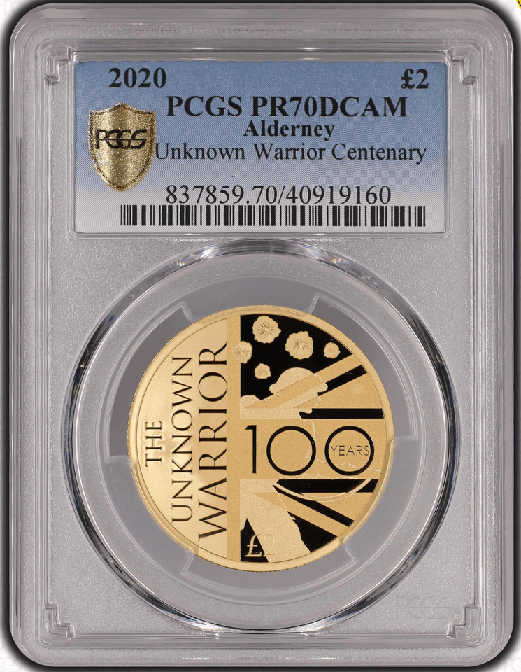 2020 GOLD PROOF TWO POUNDS UNKNOWN WARRIOR CENTENARY PR70DCAM PCGS - NGC GOLD COINS - Cambridgeshire Coins