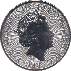 2020 PLATINUM 1OZ QUEENS BEASTS WHITE LION OF MORTIMER £100 - Platinum Coins - Cambridgeshire Coins