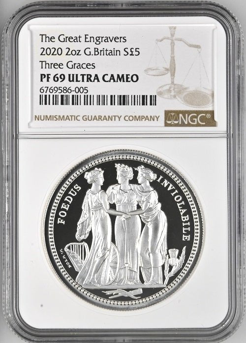 2020 TWO OUNCE SILVER PROOF THE THREE GRACES £5 ( NGC ) PF 69 - NGC SILVER COINS - Cambridgeshire Coins