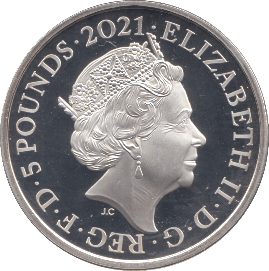 2021 SILVER PROOF FIVE POUNDS UK - SILVER WORLD COINS - Cambridgeshire Coins