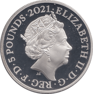 2021 SILVER PROOF FIVE POUNDS UK - SILVER WORLD COINS - Cambridgeshire Coins