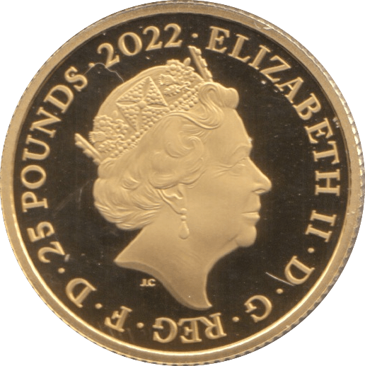 2022 GOLD PROOF 1/4 OUNCE QUEENS REIGN/COMMONWEALTH £25 COIN GOLD ...