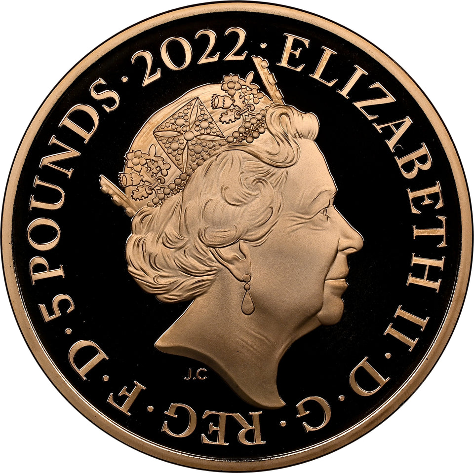 2022 GOLD PROOF THE QUEENS REIGN FOUNTAIN OF HONOUR £5 (NGC) PF69 ULTRA CAMEO - NGC GOLD COINS - Cambridgeshire Coins