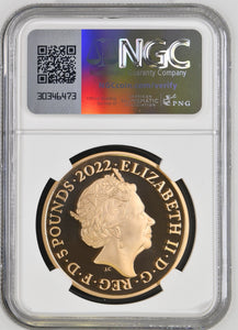 2022 GOLD PROOF THE QUEENS REIGN FOUNTAIN OF HONOUR £5 (NGC) PF69 ULTRA CAMEO - NGC GOLD COINS - Cambridgeshire Coins
