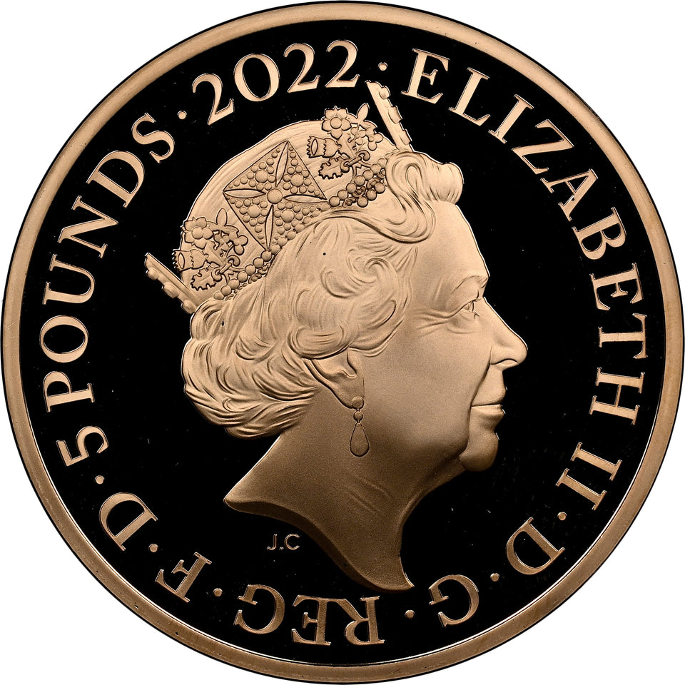 2022 GOLD PROOF THE QUEENS REIGN THE COMMONWEALTH £5 (NGC) PF69 ULTRA CAMEO - NGC GOLD COINS - Cambridgeshire Coins