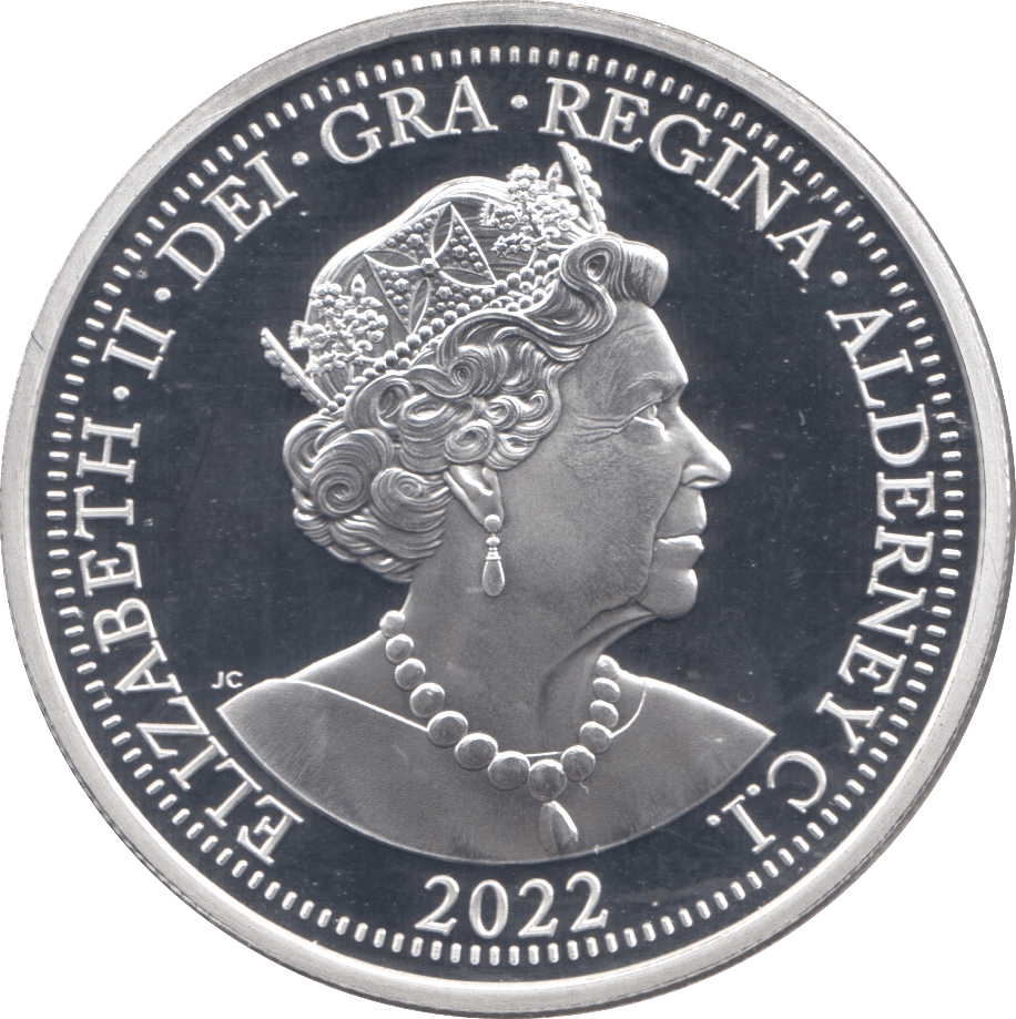 2022 SILVER PROOF FIVE POUNDS ALDERNEY - SILVER WORLD COINS - Cambridgeshire Coins