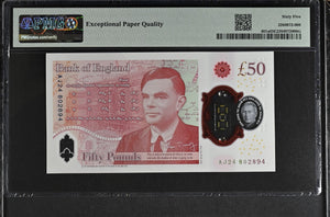 2023 FIFTY POUNDS BANKNOTE S. JOHN P401a PMG 65 GEM UNCIRCULATED AJ24802894 - PMG CERTIFIED ENGLISH BANKNOTES - Cambridgeshire Coins