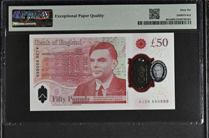 2023 FIFTY POUNDS BANKNOTE S. JOHN P401a PMG 66 GEM UNCIRCULATED AJ26850889 - PMG CERTIFIED ENGLISH BANKNOTES - Cambridgeshire Coins