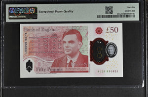 2023 FIFTY POUNDS BANKNOTE S. JOHN P401a PMG 66 GEM UNCIRCULATED AJ26850891 - PMG CERTIFIED ENGLISH BANKNOTES - Cambridgeshire Coins