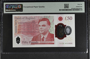 2023 FIFTY POUNDS BANKNOTE S. JOHN P401a PMG 66 GEM UNCIRCULATED AJ26850895 - PMG CERTIFIED ENGLISH BANKNOTES - Cambridgeshire Coins