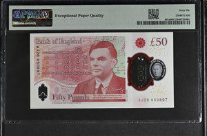 2023 FIFTY POUNDS BANKNOTE S. JOHN P401a PMG 66 GEM UNCIRCULATED AJ26850897 - PMG CERTIFIED ENGLISH BANKNOTES - Cambridgeshire Coins