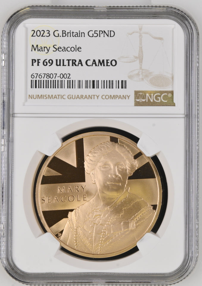 2023 GOLD £5 G.BRITAIN MARY SEACOLE PF 69 ULTRA CAMEO - NGC GOLD COINS - Cambridgeshire Coins