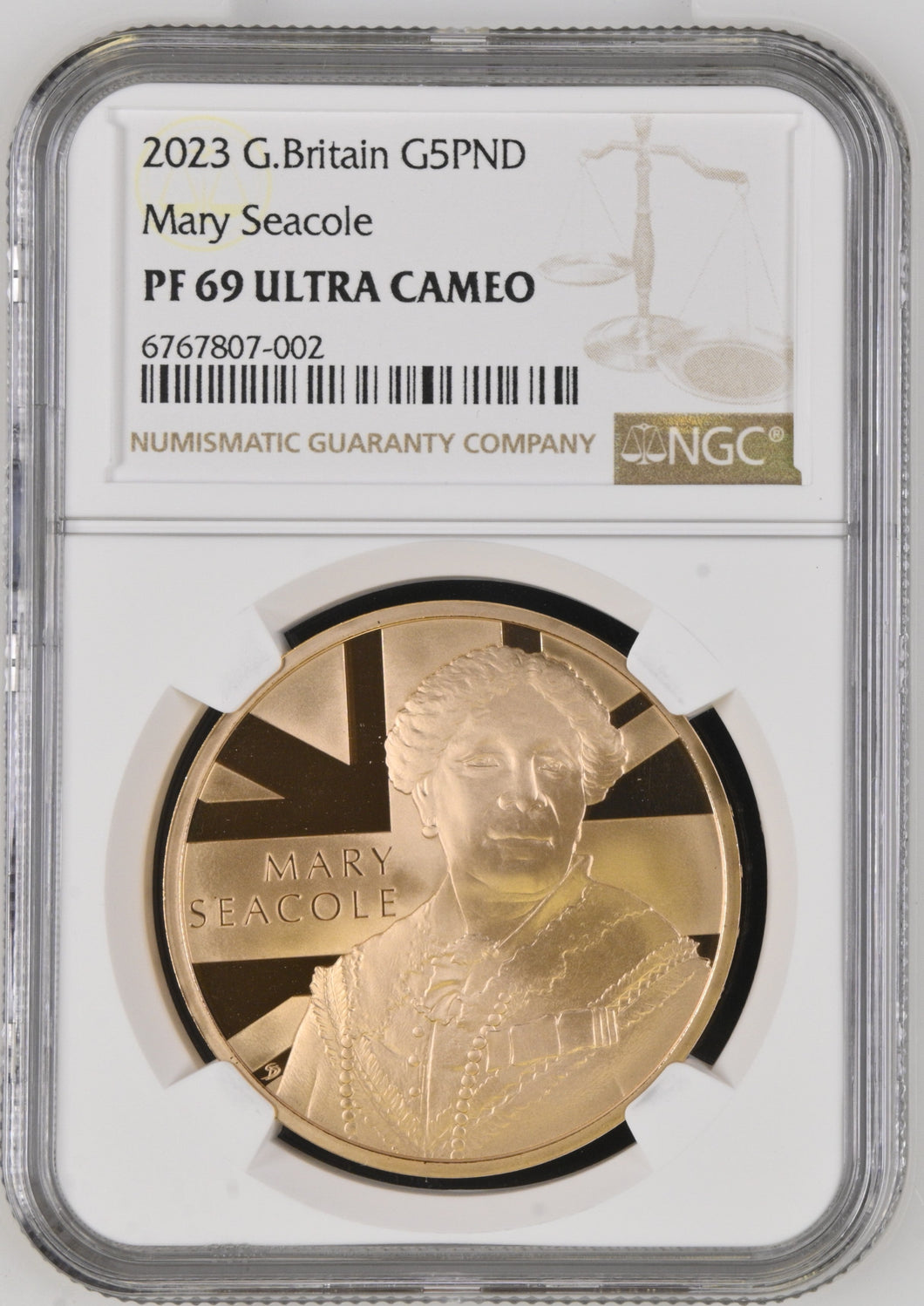 2023 GOLD £5 G.BRITAIN MARY SEACOLE PF 69 ULTRA CAMEO - NGC GOLD COINS - Cambridgeshire Coins