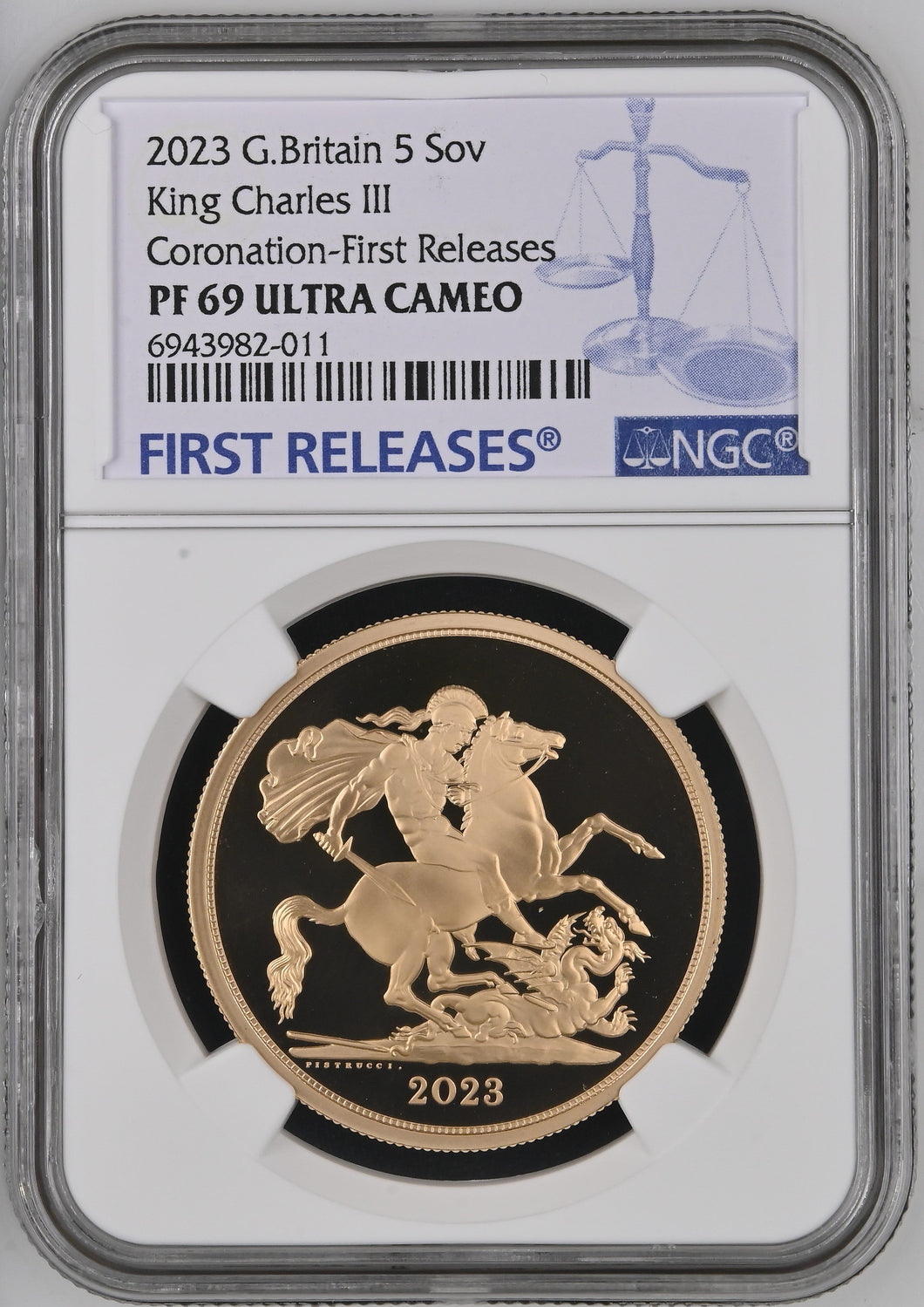 2023 GOLD £5 SOVEREIGN PF 69 ULTRA CAMEO - NGC GOLD COINS - Cambridgeshire Coins