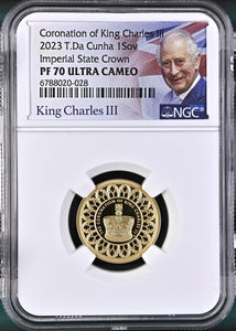 2023 GOLD SOVEREIGN T.D.C KING CHARLES III CORONATION ( UNC ) PF 70 ULTRA CAMEO (Copy) - NGC GOLD COINS - Cambridgeshire Coins