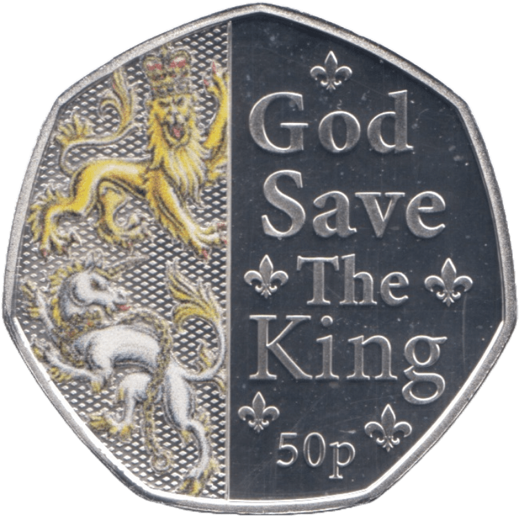 2023 SILVER PROOF 50P 'GOD SAVE THE KING' ISLE OF MAN - SILVER WORLD COINS - Cambridgeshire Coins