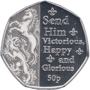 2023 SILVER PROOF 50P 'SEND HIM VICTORIOUS' ISLE OF MAN - SILVER WORLD COINS - Cambridgeshire Coins