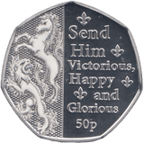 2023 SILVER PROOF 50P 'SEND HIM VICTORIOUS' ISLE OF MAN - SILVER WORLD COINS - Cambridgeshire Coins