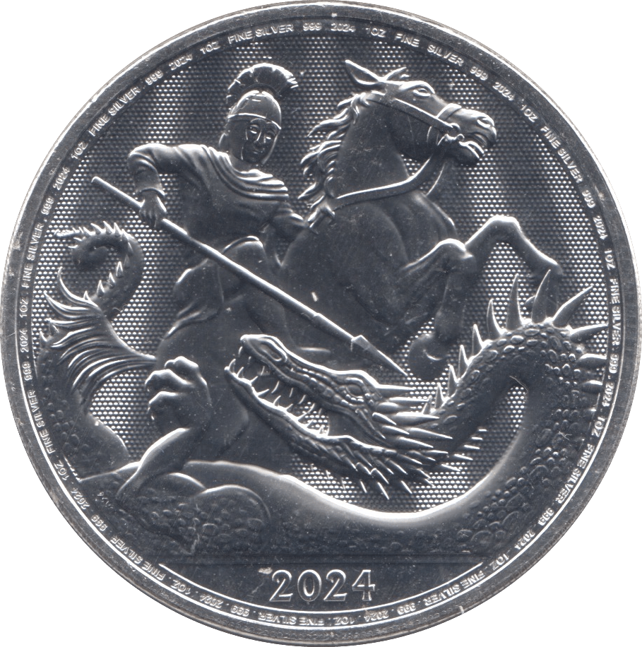 2024 SILVER ST GEORGE & THE DRAGON TWO POUNDS UK - SILVER 1 oz COINS - Cambridgeshire Coins