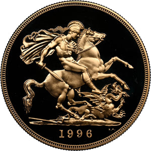 1996 GOLD FIVE POUND SOVEREIGN PF 69 ULTRA CAMEO