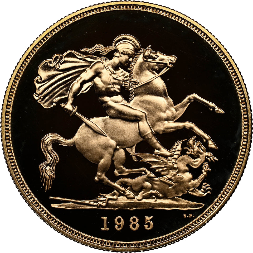 1985 GOLD FIVE POUND SOVEREIGN PF 69 ULTRA CAMEO