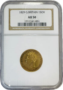 1829 GOLD SOVEREIGN ( NGC ) AU 50