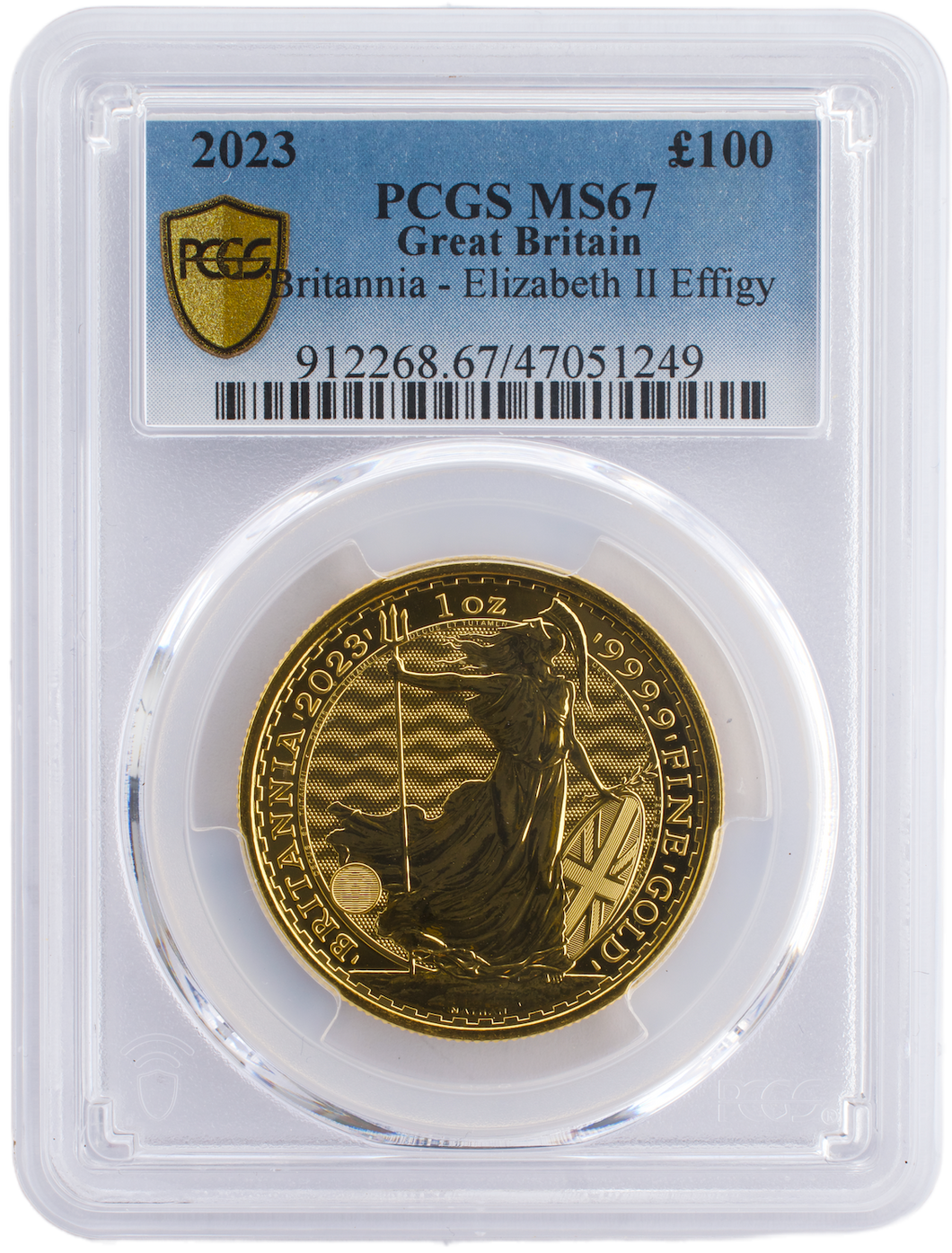 2023 GOLD PROOF BRITANNIA CHARLES II EFFIGY PCGS MS67