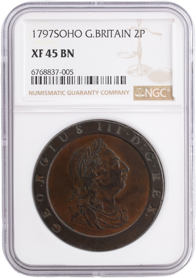 1797 TWOPENCE SOHO (NGC) XF45 BN