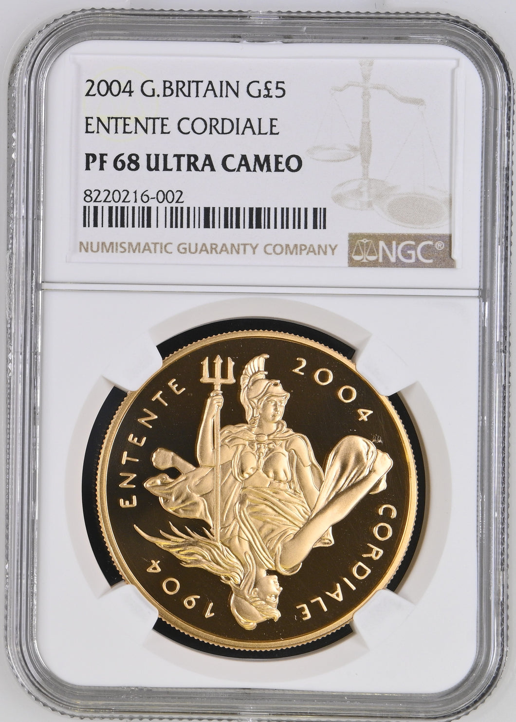 2004 GOLD FIVE POUND ENTENTE CORDIALE PF 68 ULTRA CAMEO