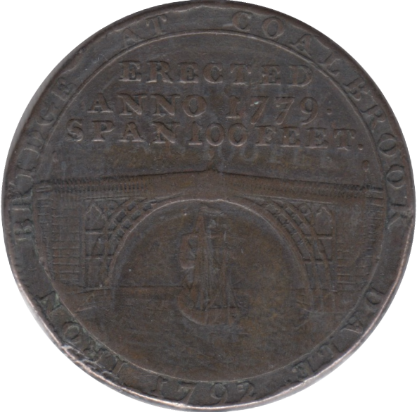 1792 HALFPENNY TOKEN SHROPSHIRE COLBROOK DALE IRON BRIDGE