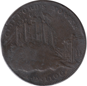 1795 HALFPENNY CONDER TOKEN CLIFFORDS TOWER YORK