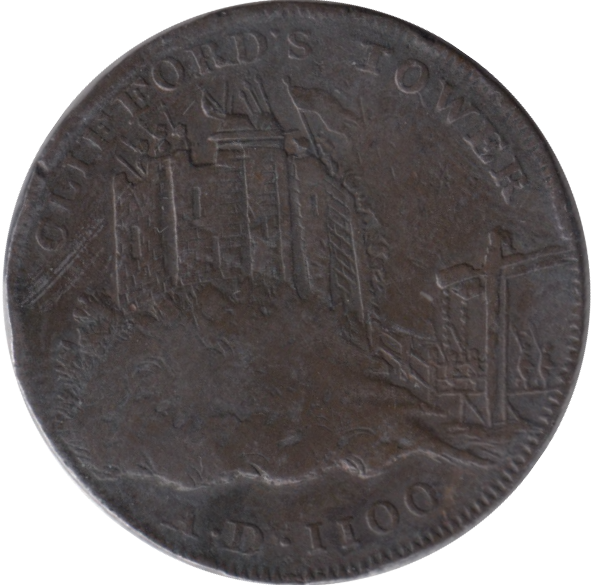 1795 HALFPENNY CONDER TOKEN CLIFFORDS TOWER YORK