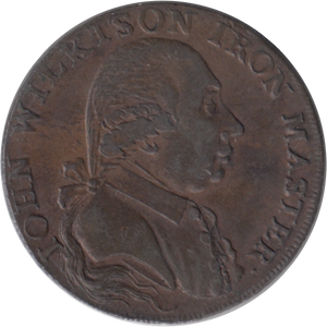 1793 HALFPENNY TOKEN WILKINSON IRONWORKS SHROPSHIRE