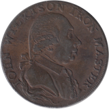 1793 HALFPENNY TOKEN WILKINSON IRONWORKS SHROPSHIRE