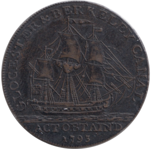 1793 HALFPENNY TOKEN GLOUCESTER AND BERKLEY CANAL